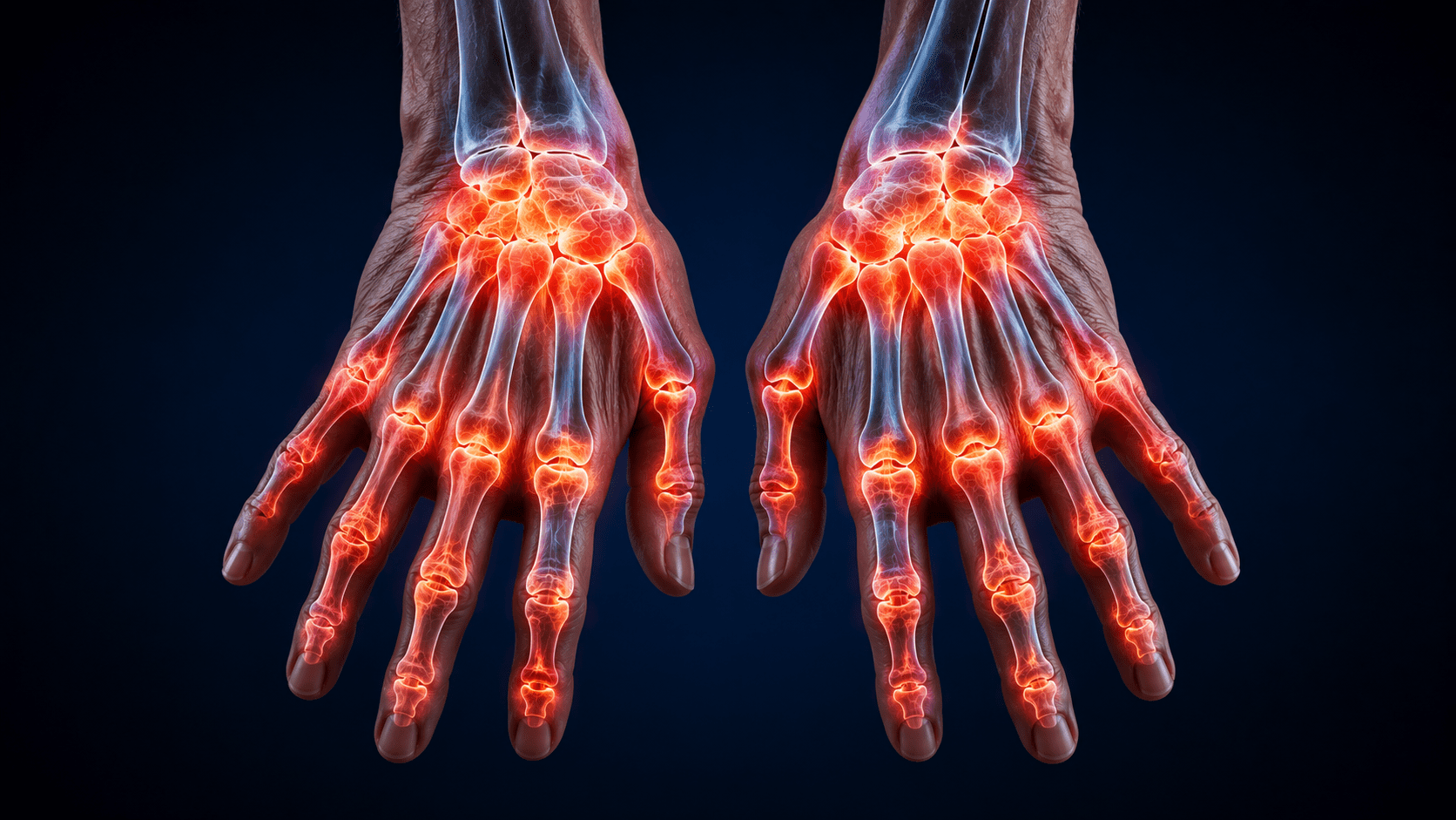 Medical 3D illustration showing rheumatoid arthritis inflammation in hand knuckles and wrist joints by Dr Devender Bairwa at StepUp Joints Lajpat Nagar Delhi
